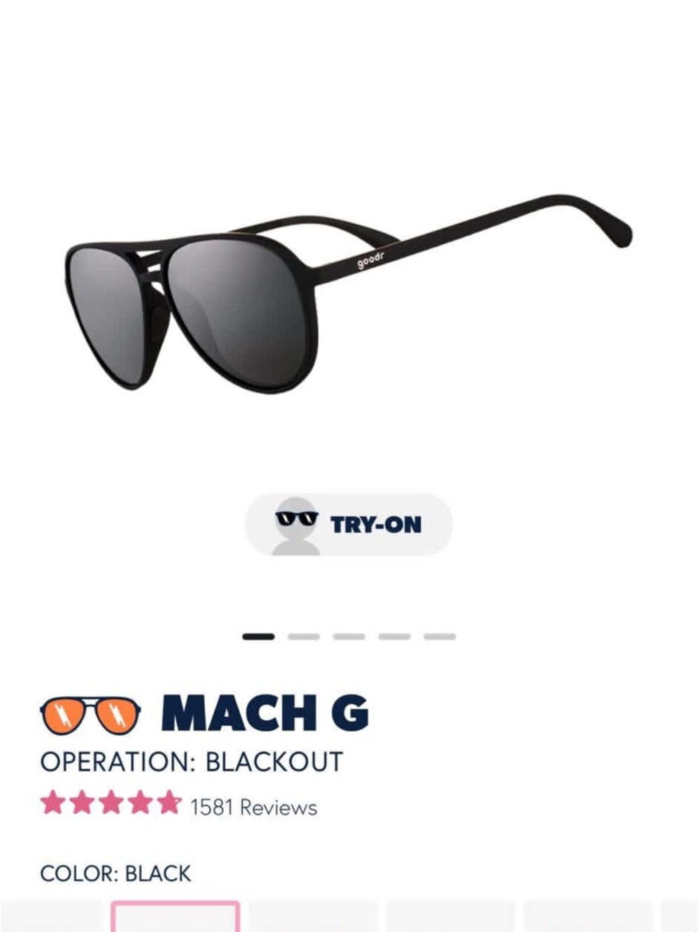 Goodr Mach G Sunglasses in operation blackout! NEW IN BOX